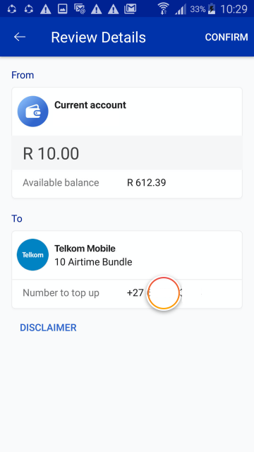buy airtime - purchase details