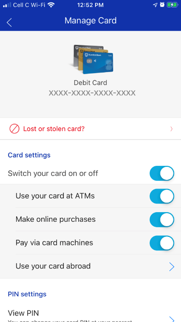 card settings